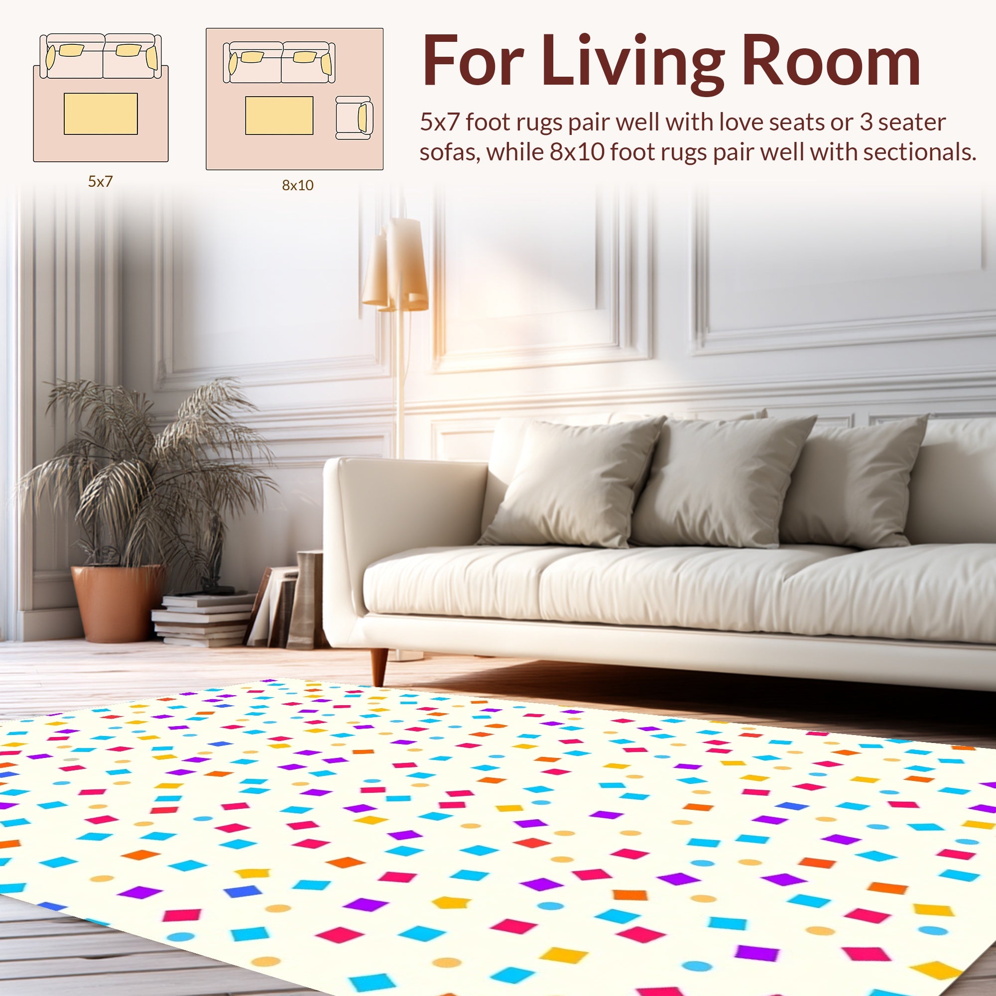 Multicolor Confetti Square Patterns Rug