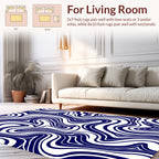Navy Blue White Swirl Pattern Rug