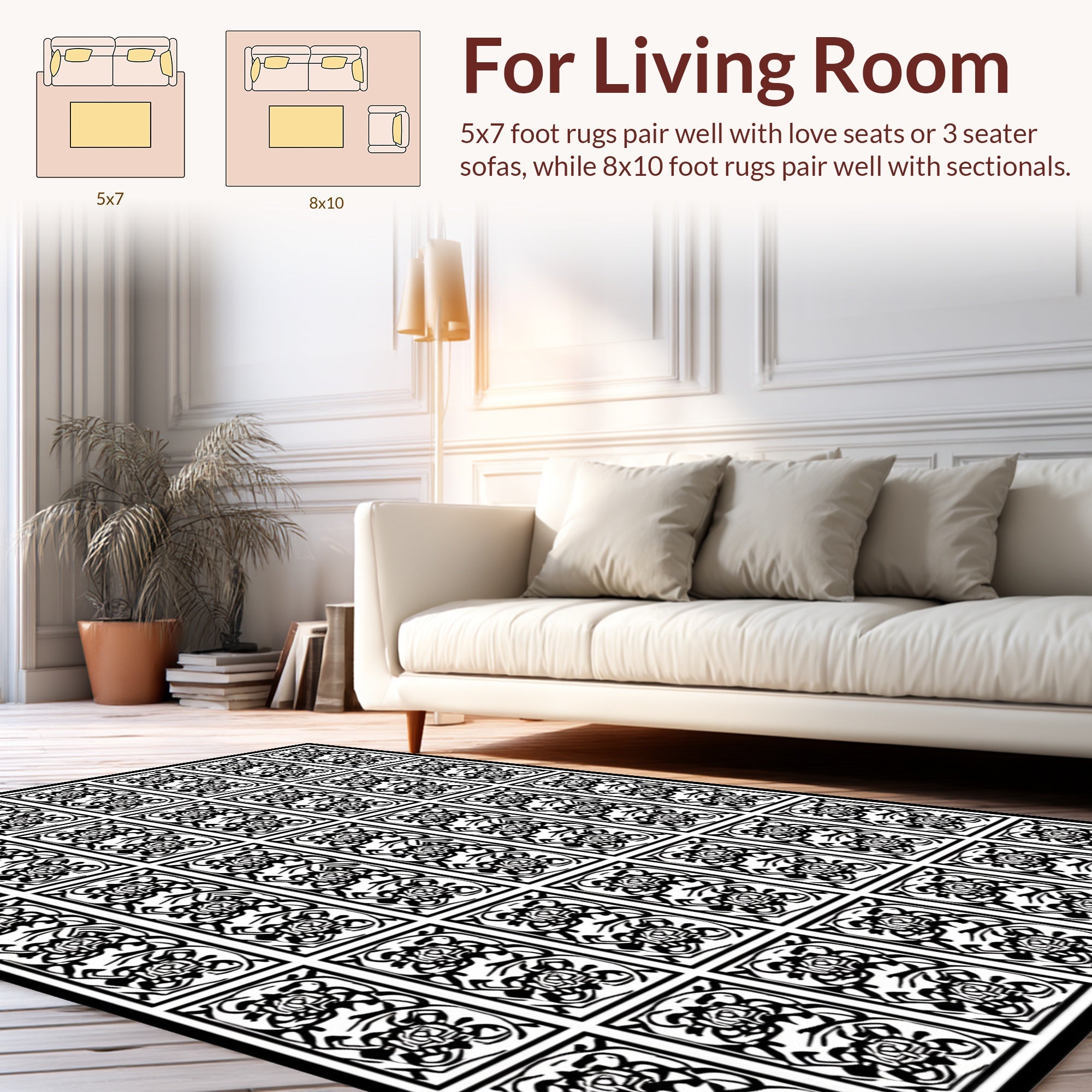 Art Nouveau Rose Pattern Rug