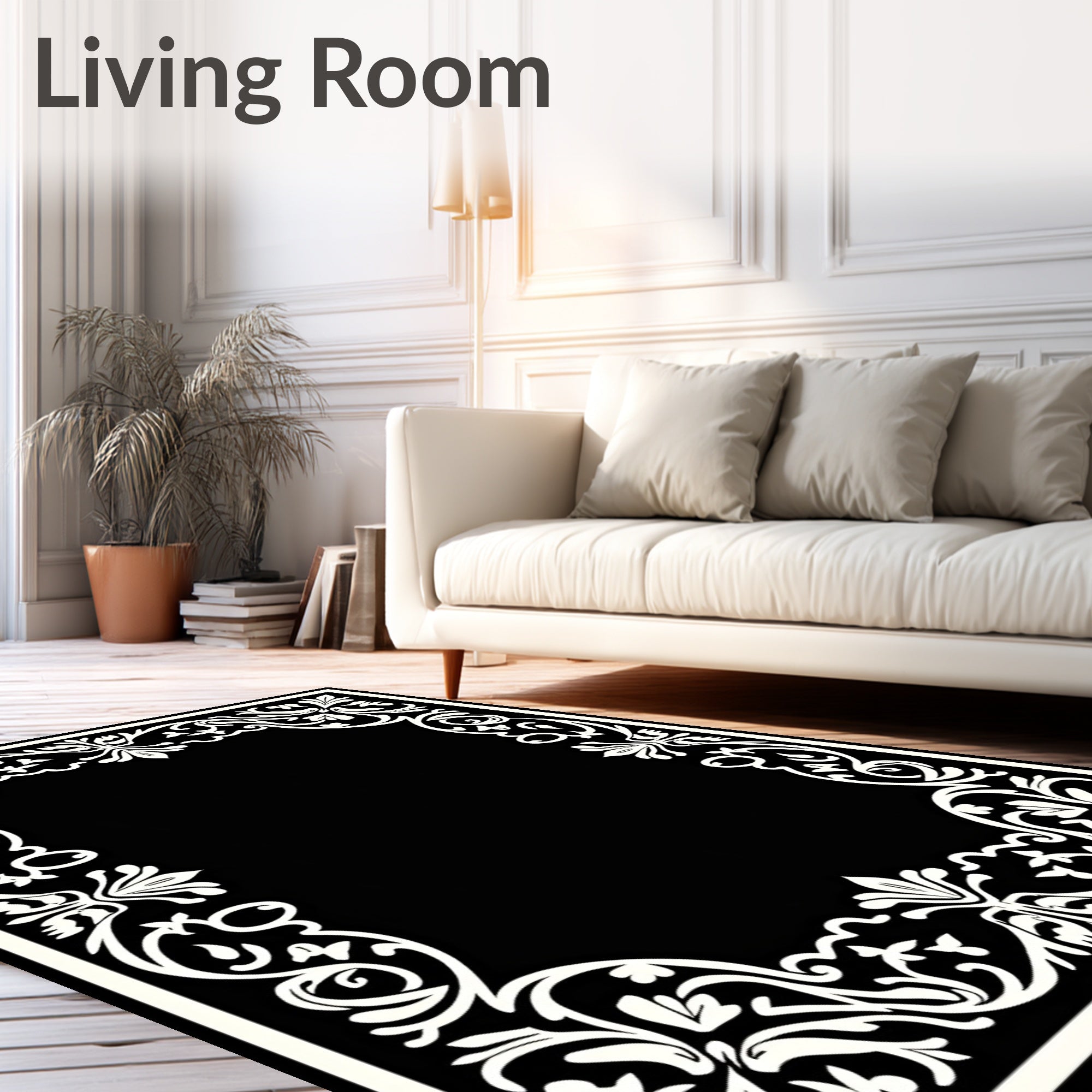Intricate Filigree Border Design Rug