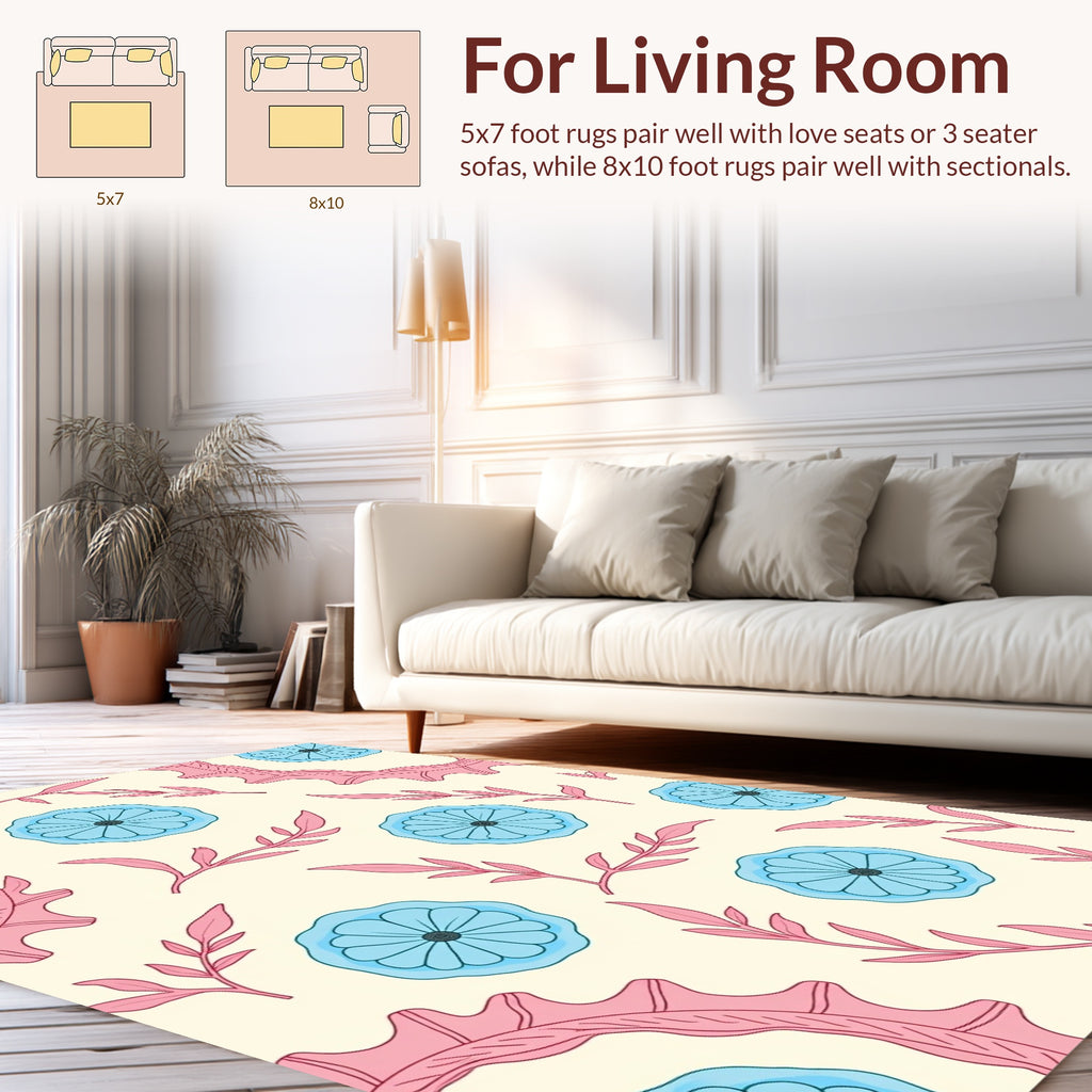 Floral And Leafy Pattern Design Rug