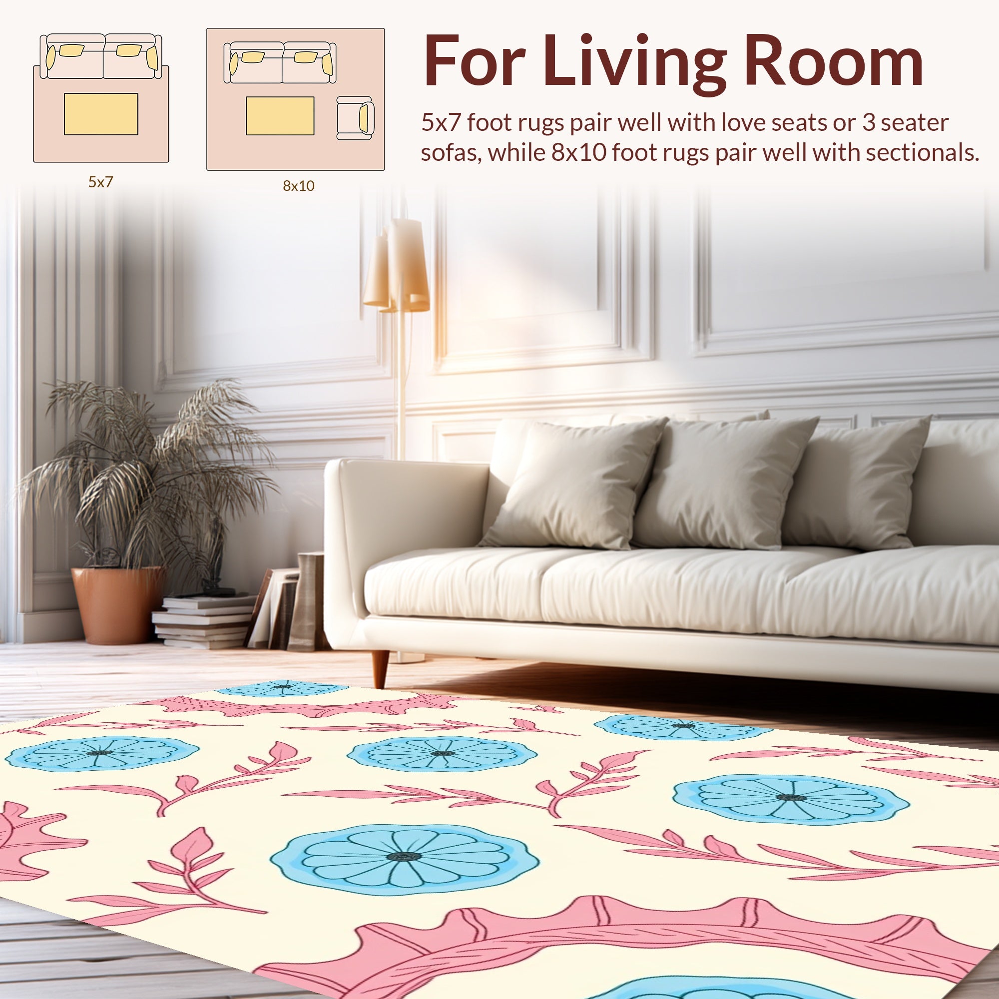 Floral And Leafy Pattern Design Rug