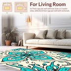 Aqua Floral Medallion Pattern Rug