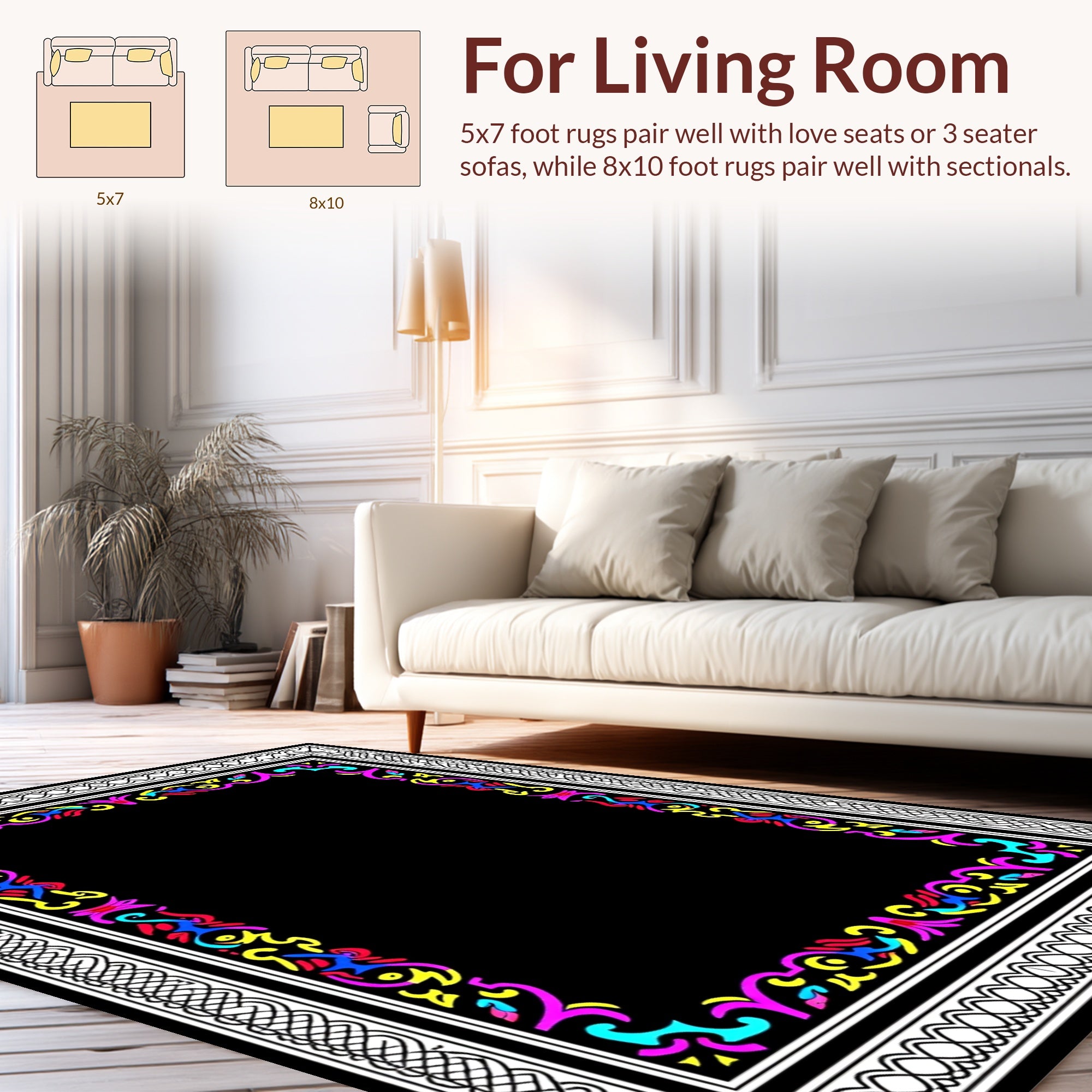 Vibrant Abstract Border Design Rug
