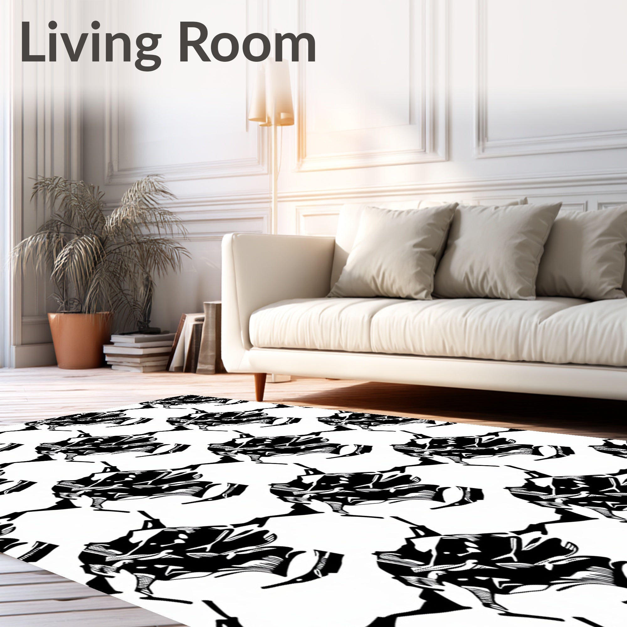 Bold Abstract Black White Pattern Rug