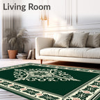 Intricate Floral Mandala Cream Green Rug