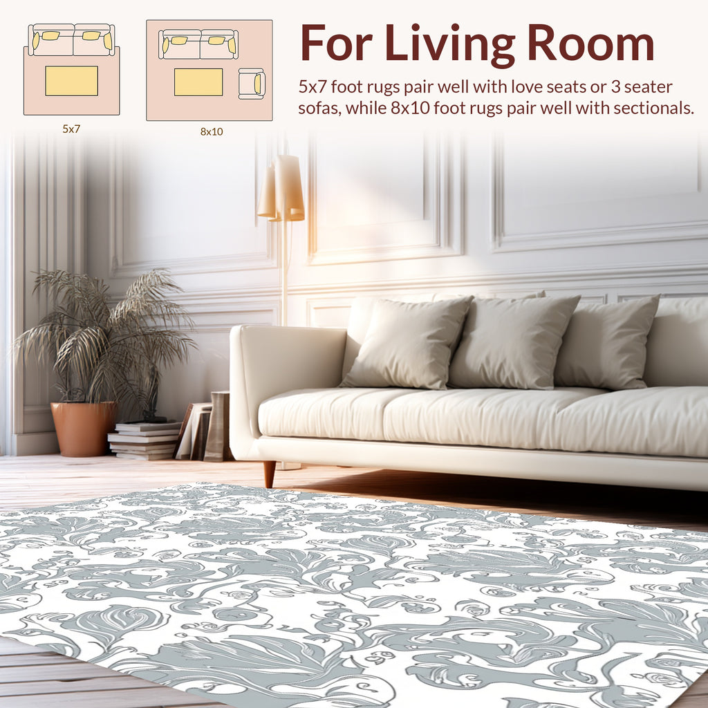 Elegant Floral Swirl Pattern Rug