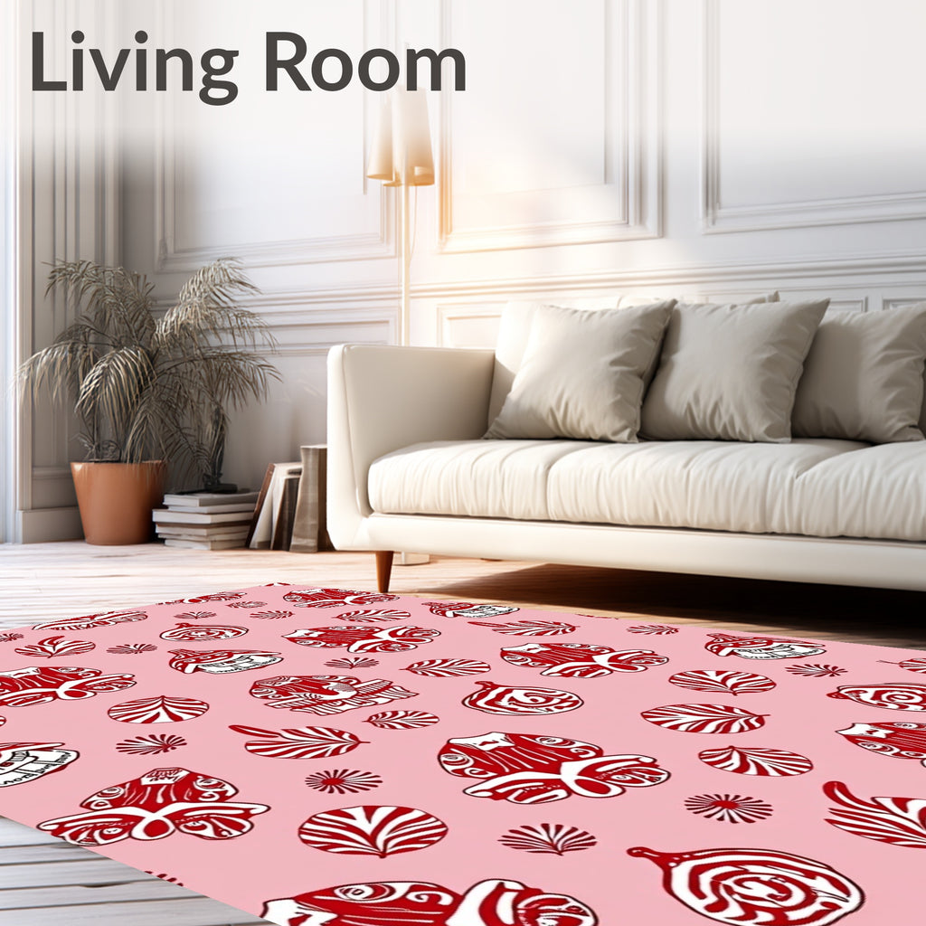 Red Tribal Figures on Pink Ground Rug