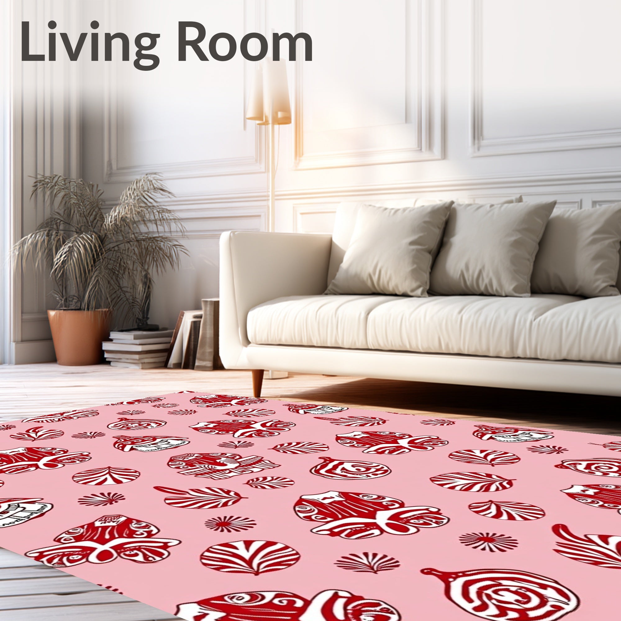 Red Tribal Figures on Pink Ground Rug