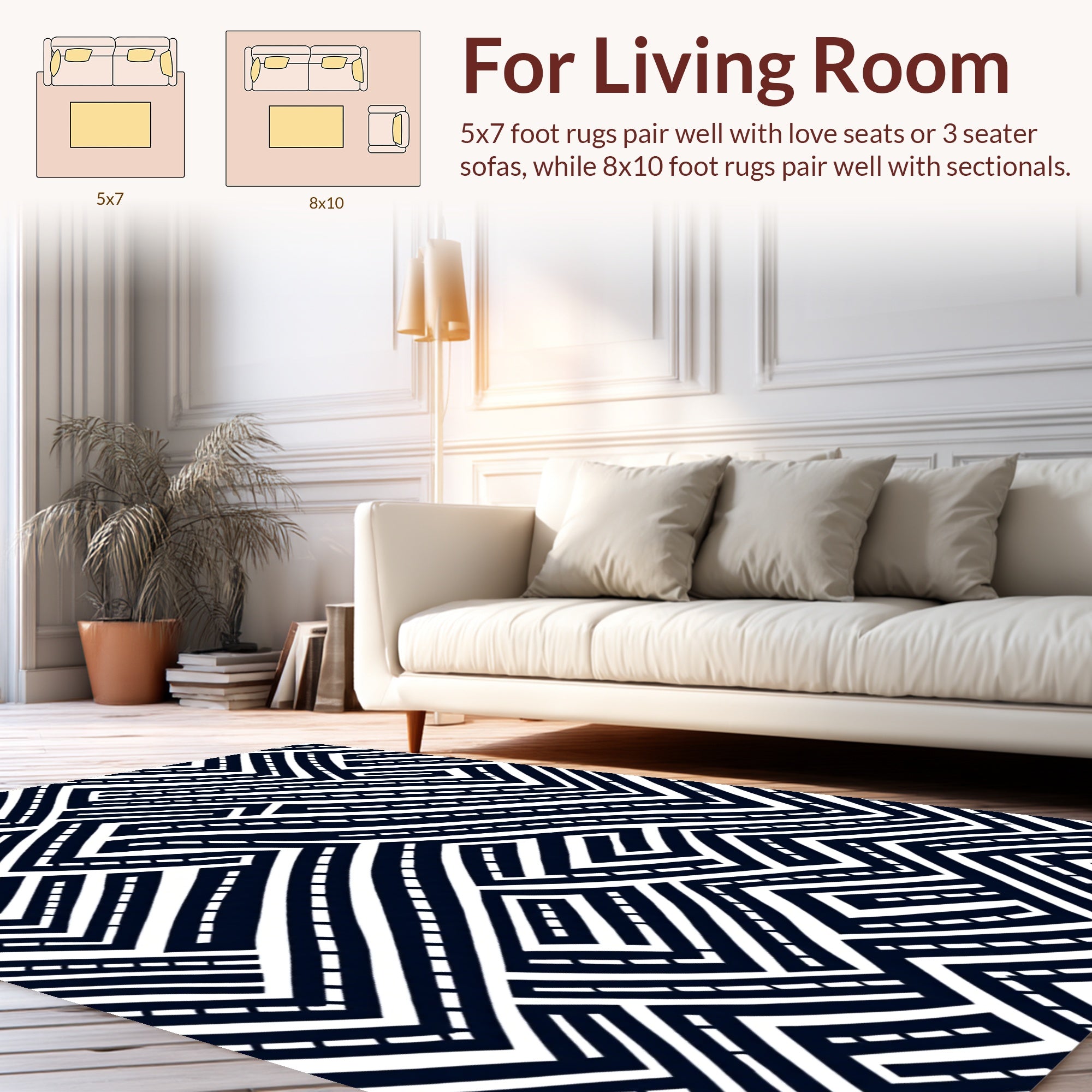 Bold Maze Patterned Design Rug