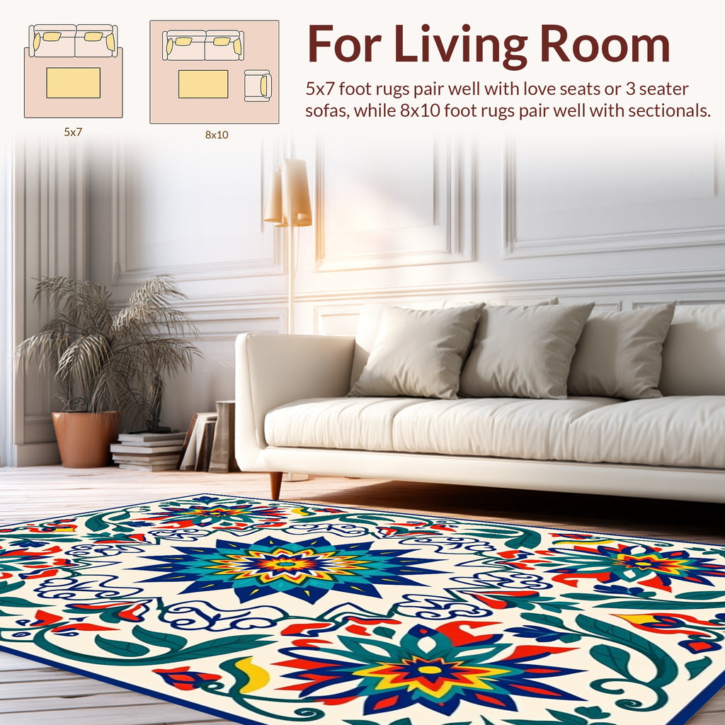 Vibrant Floral Starburst Pattern Rug