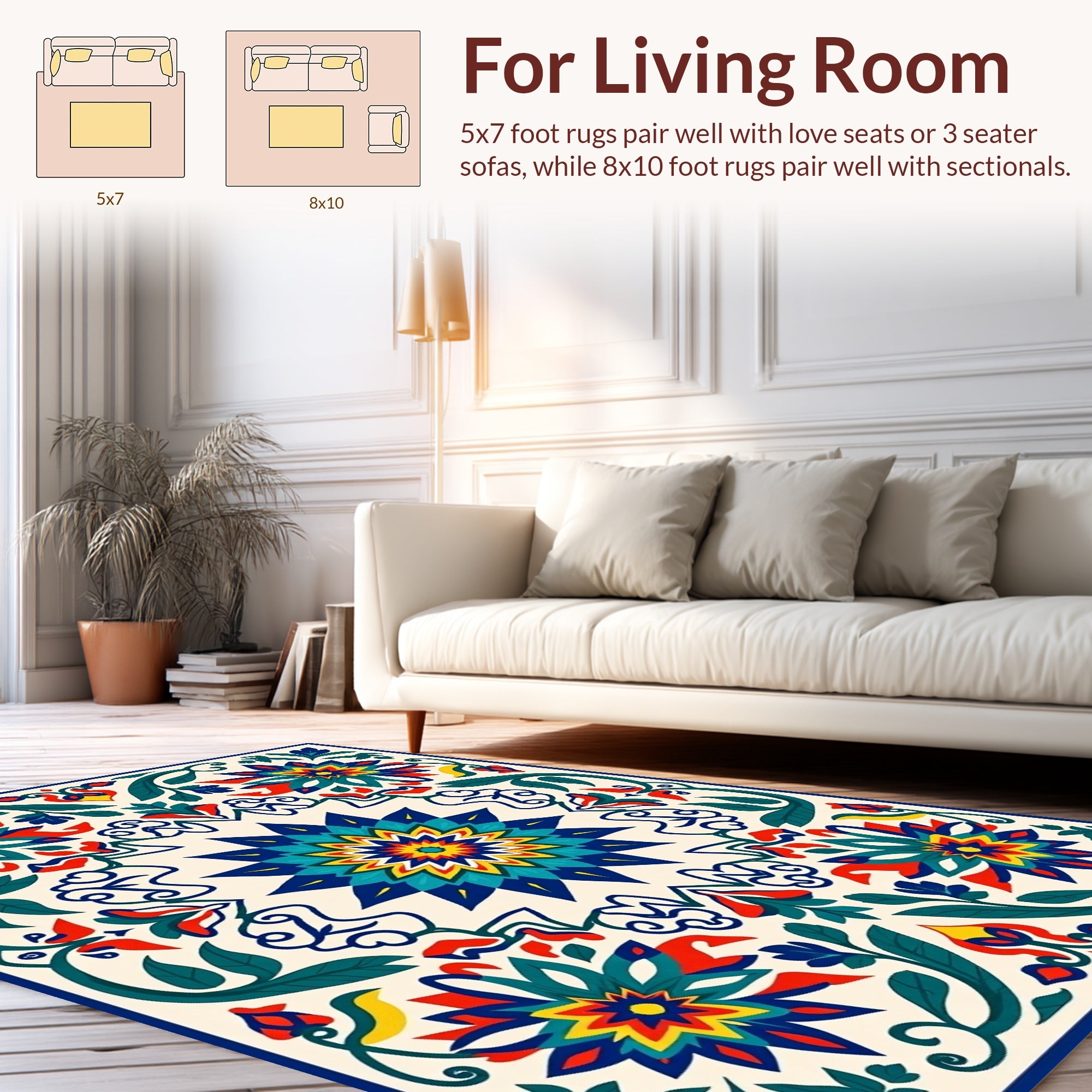 Vibrant Floral Starburst Pattern Rug