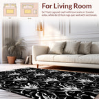 Classic Floral Scroll In Black And White Rug