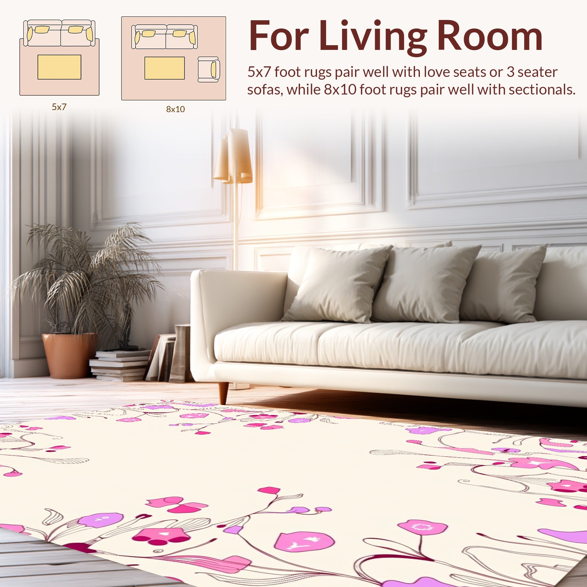 Delicate Pink Floral Abstract Art Rug