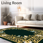 Ornate Floral Garden Butterfly Border Rug