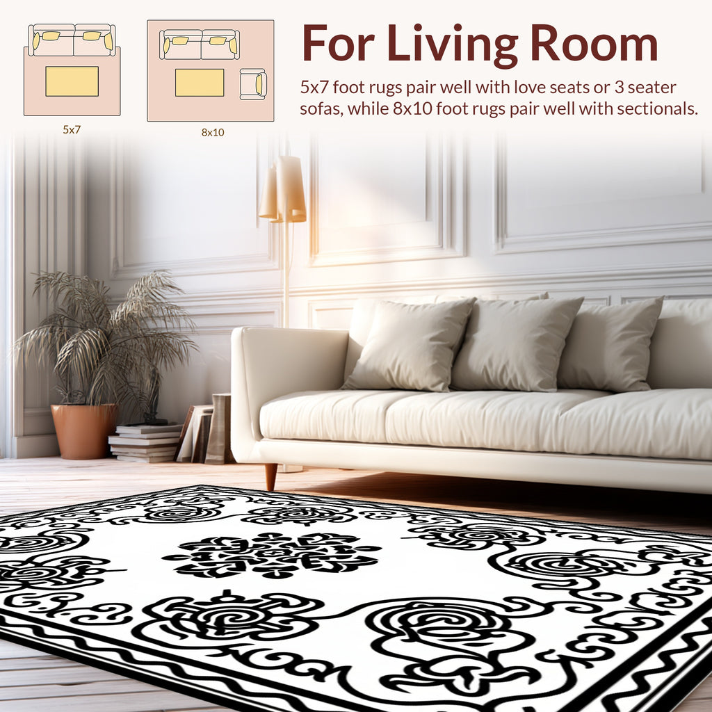 Intricate Scrollwork Floral Medallion Rug