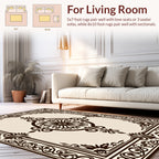 Intricate Floral Dark Brown Filigree Rug