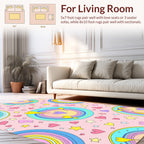 Colorful Circular Hearts and Stars Design Rug