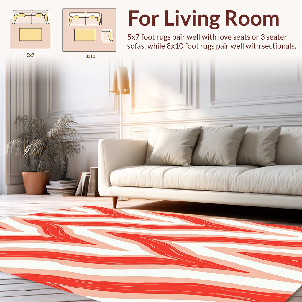 Bold Red Zigzag Pattern Rug