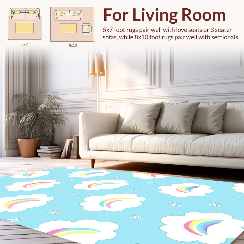 Whimsical Cloud Rainbow Pattern Rug