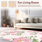 Sweet Pink Floral Branch Pattern Rug