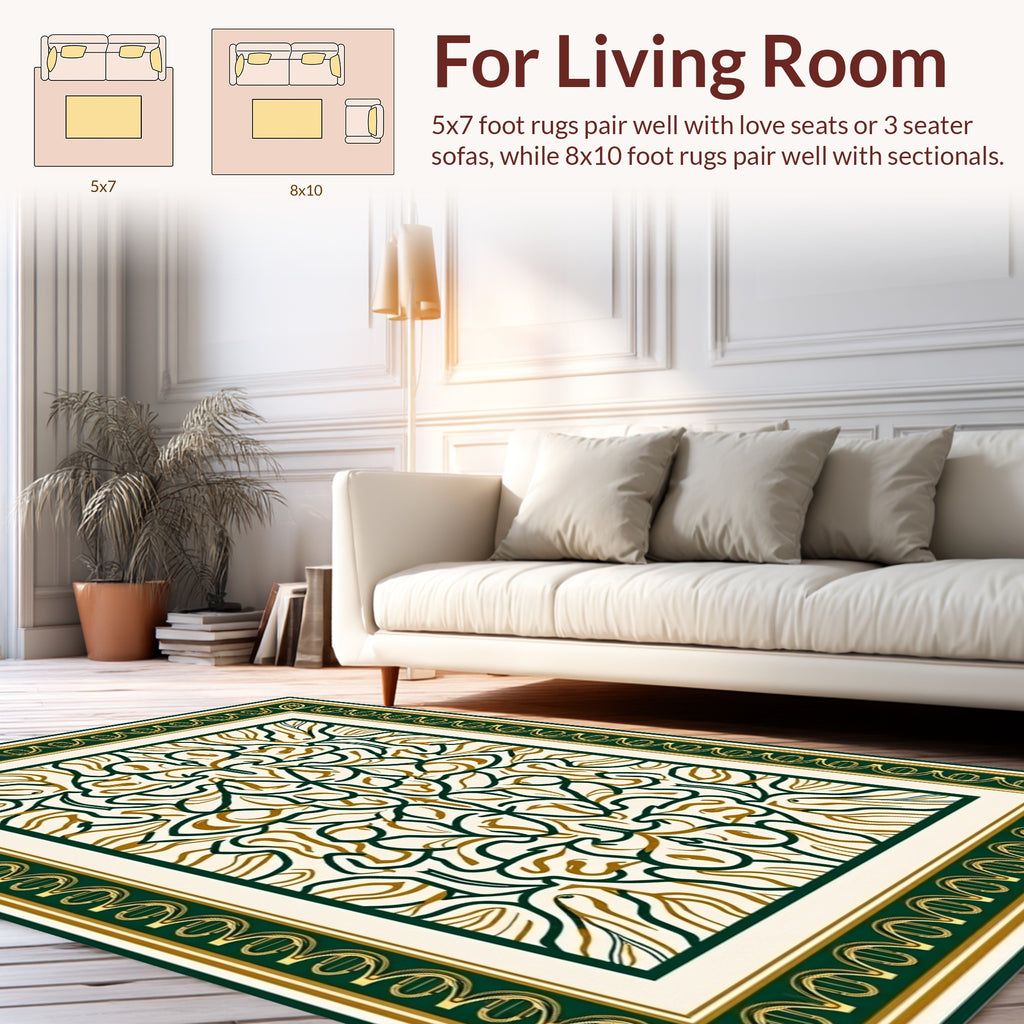 Symmetrical Floral Art Deco Design Rug