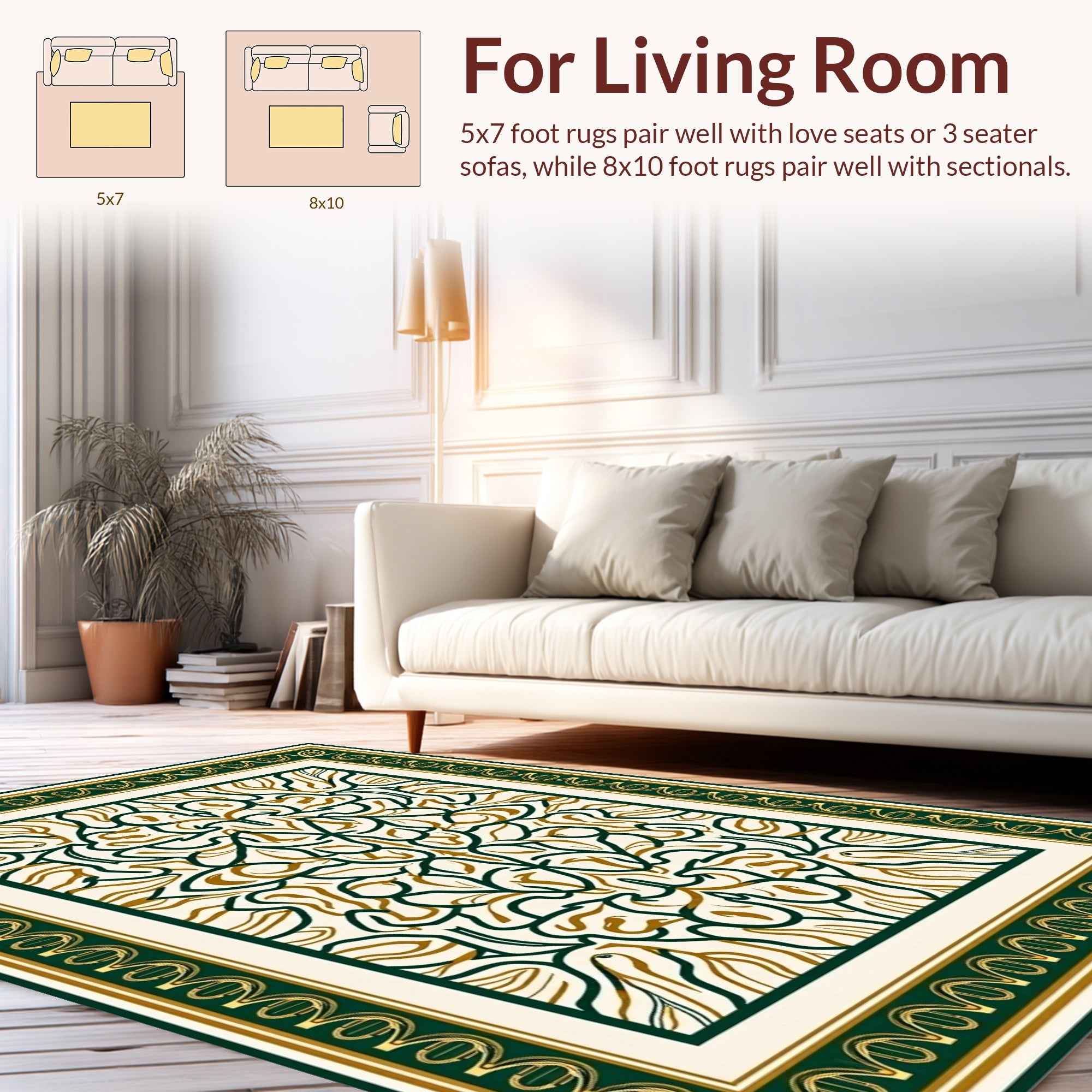 Symmetrical Floral Art Deco Design Rug