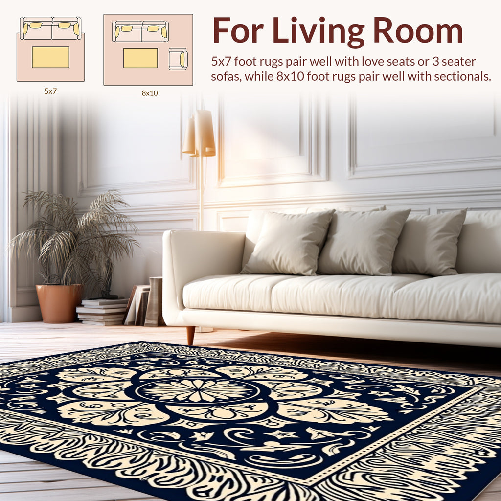 Intricate Floral Medallion Patterned Rug