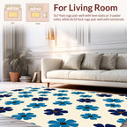 Retro Blue Flower Power Pattern Rug