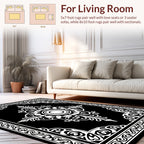 Ornate Black White Mandala Design Rug