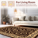 Intricate Floral Scrollwork Brown Rug