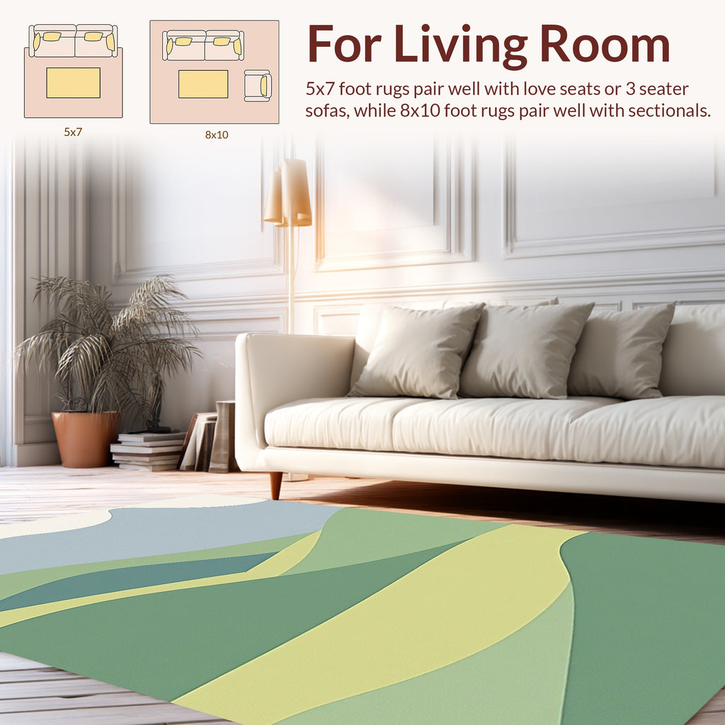 Serene Green Hills Landscape Design Rug