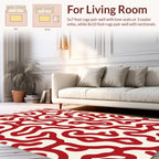 Crimson Swirl Continuous Line Pattern Rug