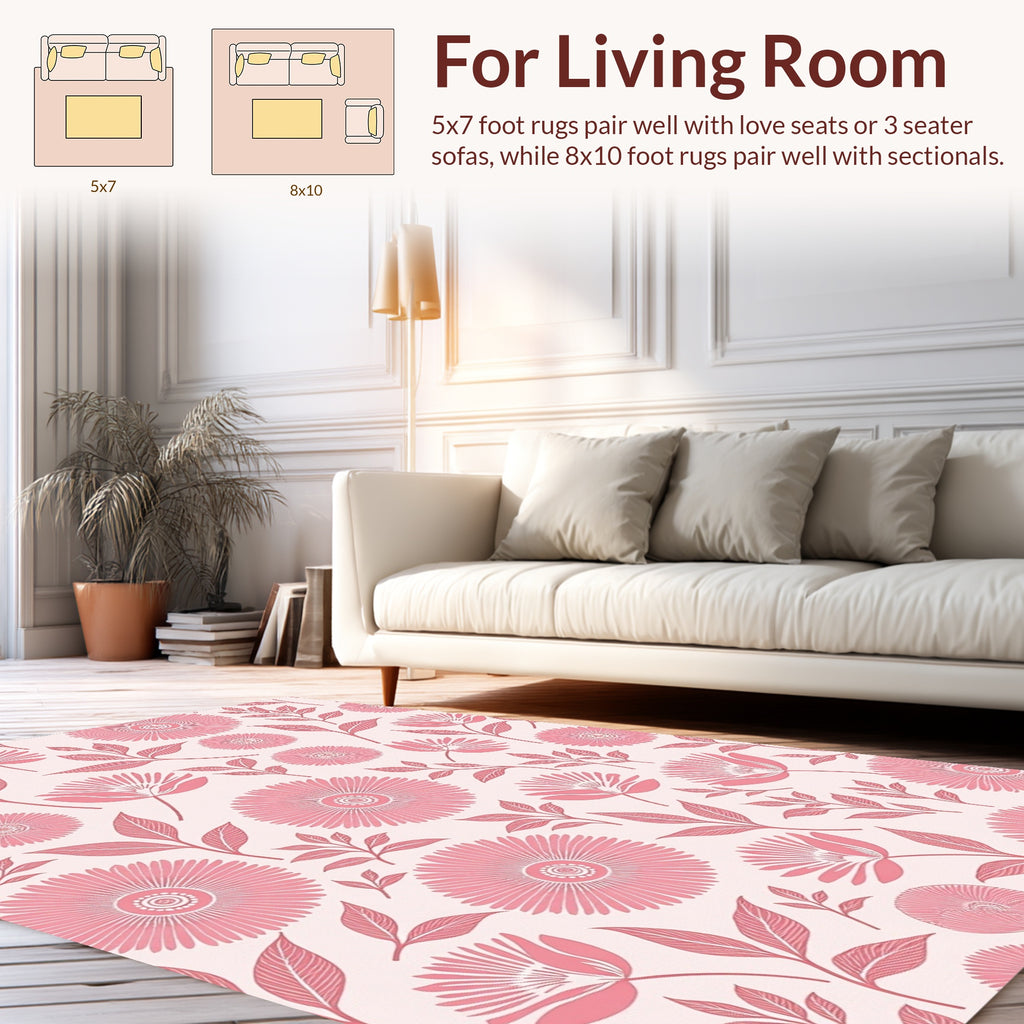 Pink Floral Art Nouveau Pattern Rug