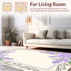 Lavender Floral With Ornate Border Rug