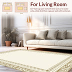 Ornate Golden Leaf Scroll Border Rug