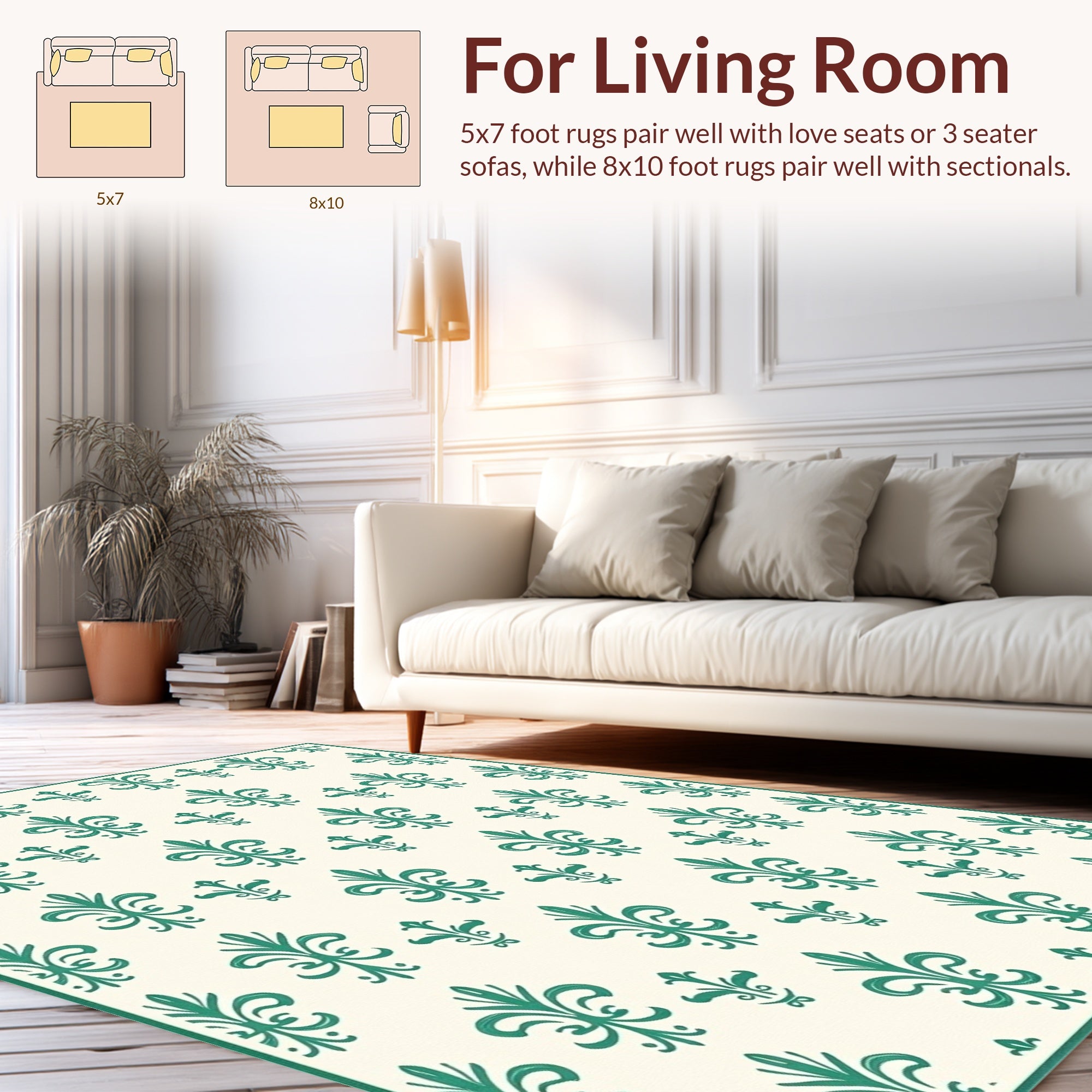 Classic Fleur De Lis Repeating Pattern Rug