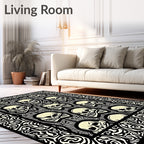Bold Black And White Skull Scrape Rug