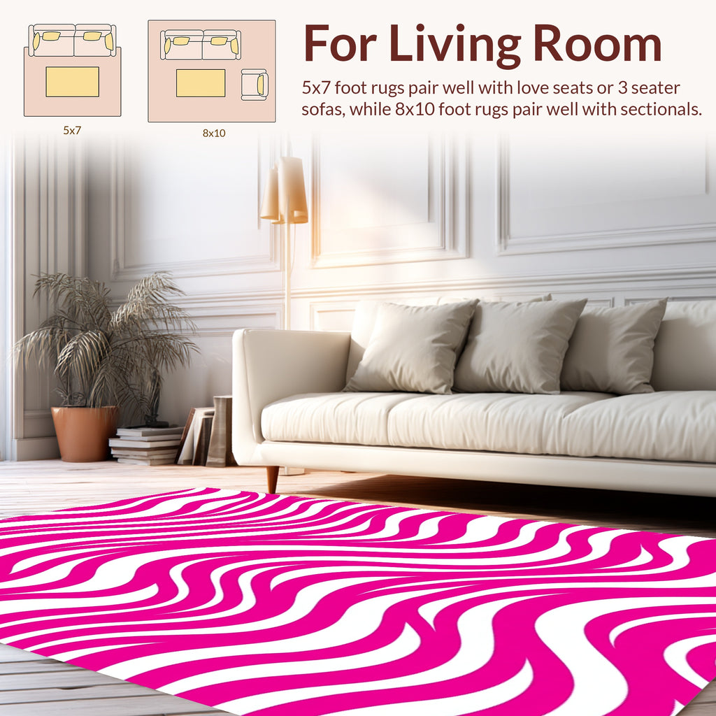 Bold Pink Wavy Stripe Pattern Rug