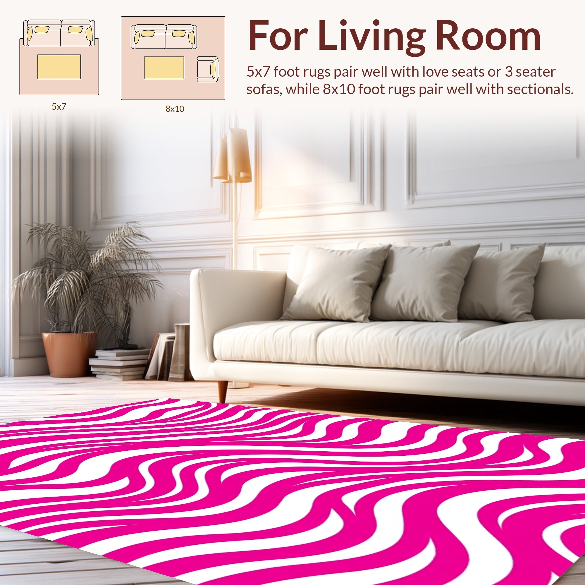 Bold Pink Wavy Stripe Pattern Rug