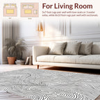 Abstract Black And White Wavy Pattern Rug