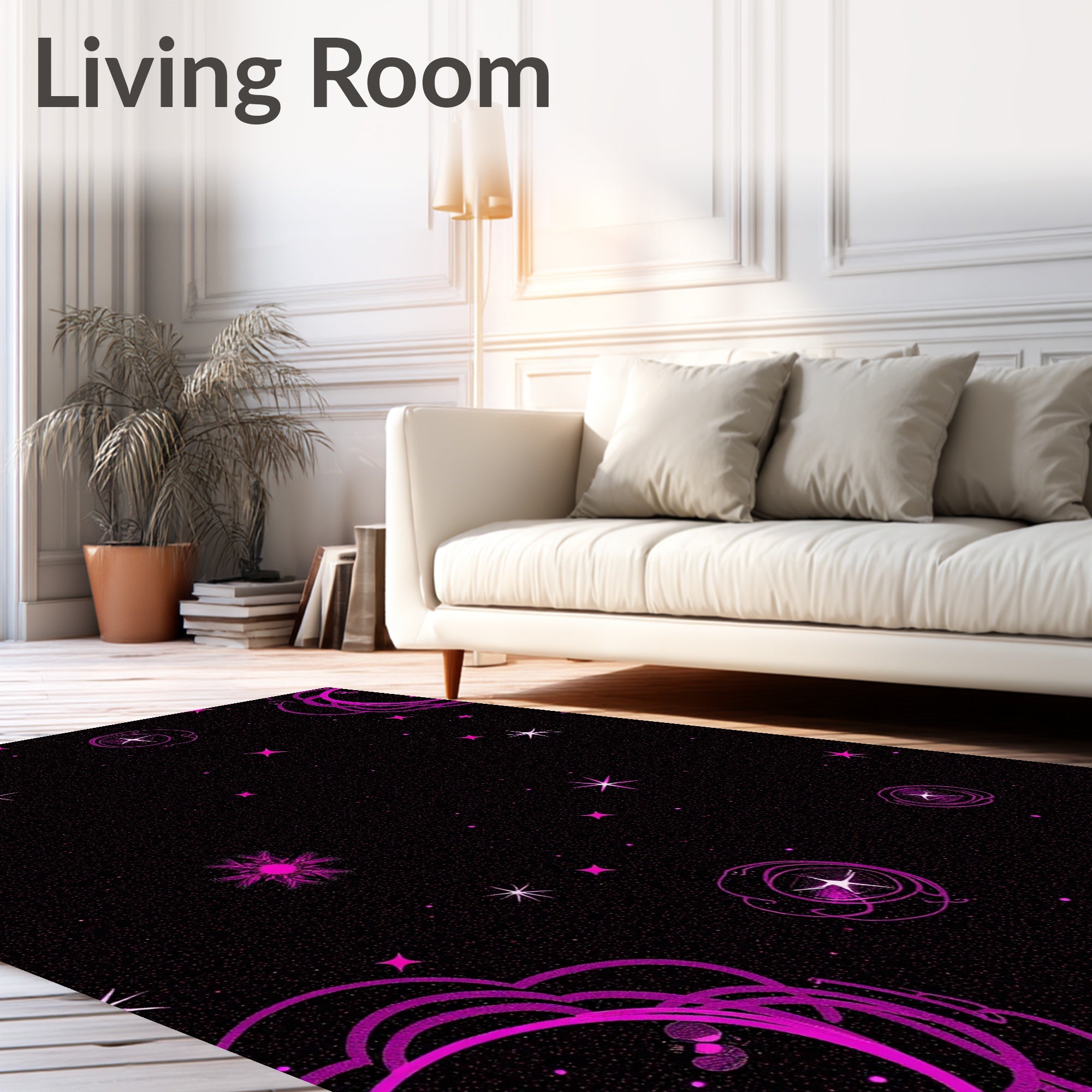 Cosmic Pink Nebula Starry Night Rug