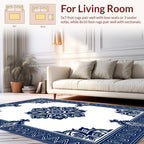 Navy Blue Floral Mandala Pattern Rug
