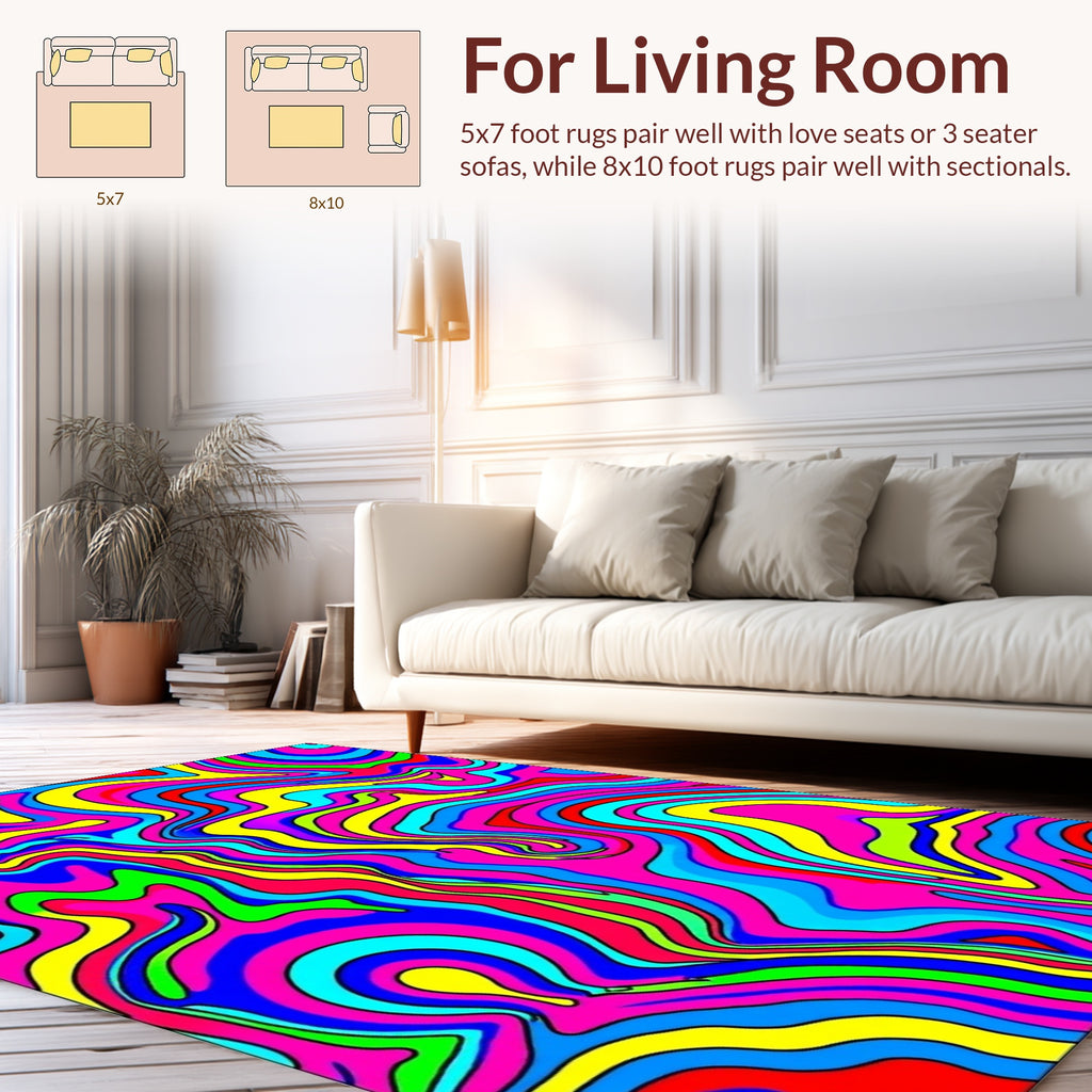 Psychedelic Swirls Abstract Design Rug