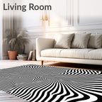 Wavy Black White Optical Illusion Rug