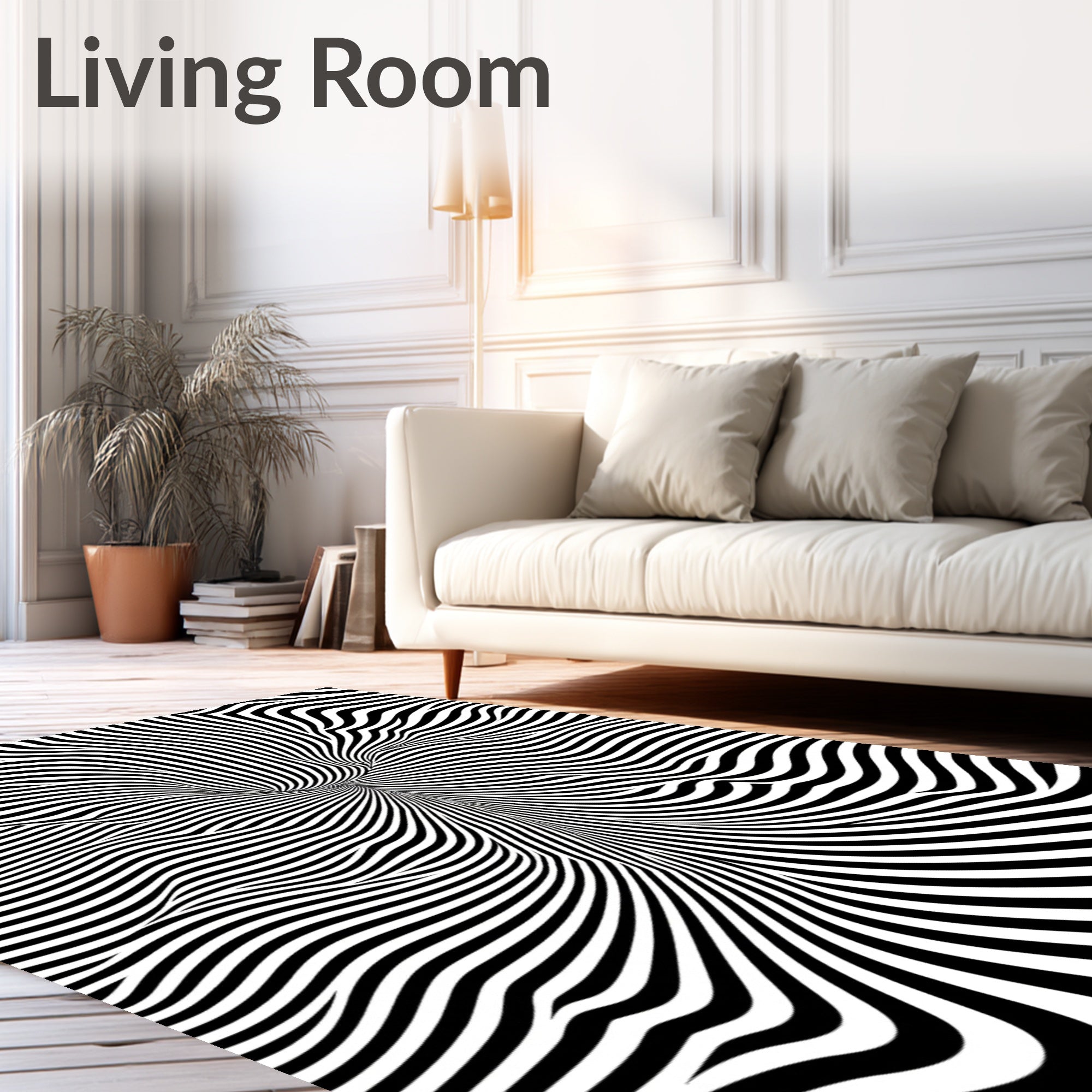 Wavy Black White Optical Illusion Rug