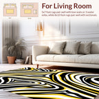 Bold Yellow Black White Swirl Rug