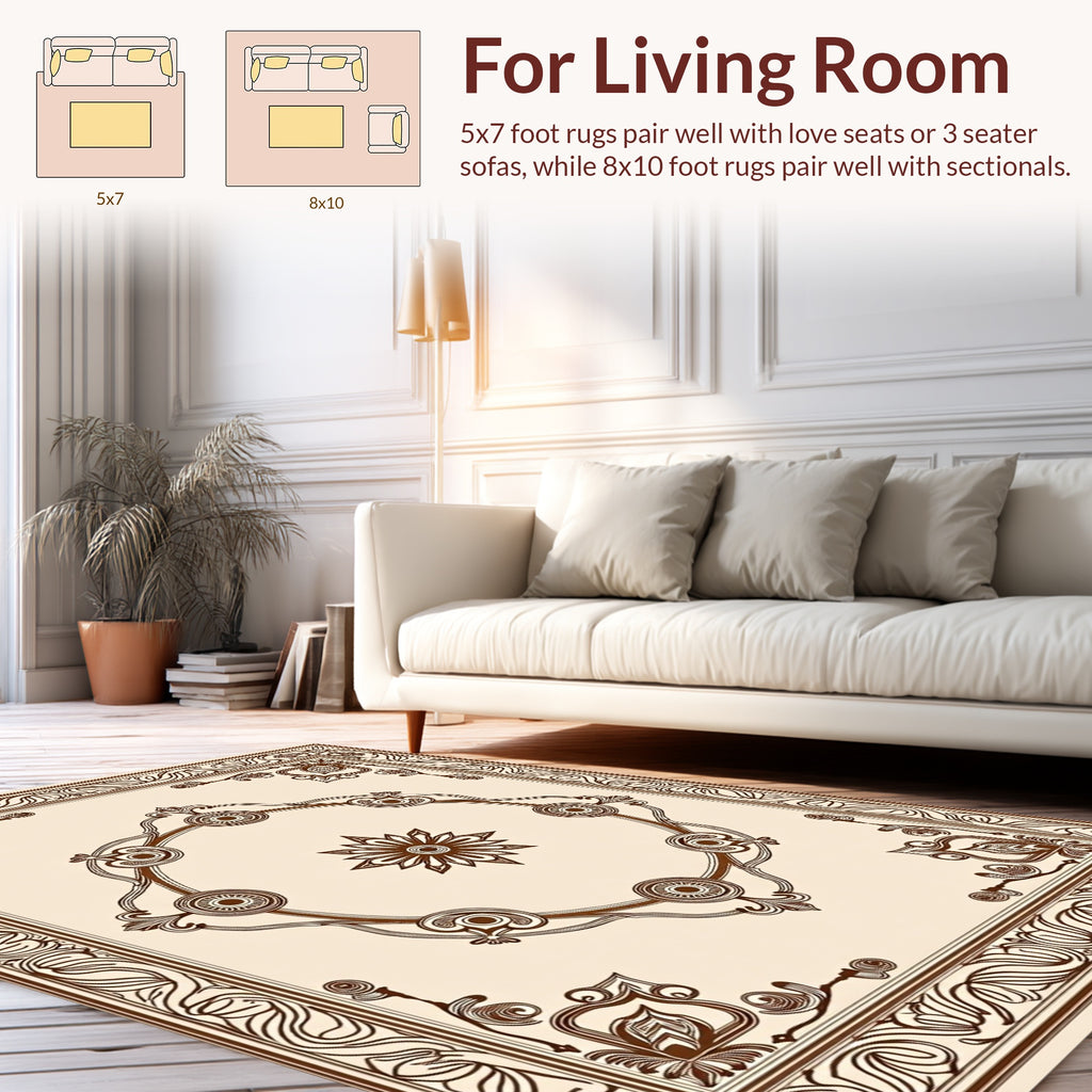 Traditional Brown Floral Medallion Rug