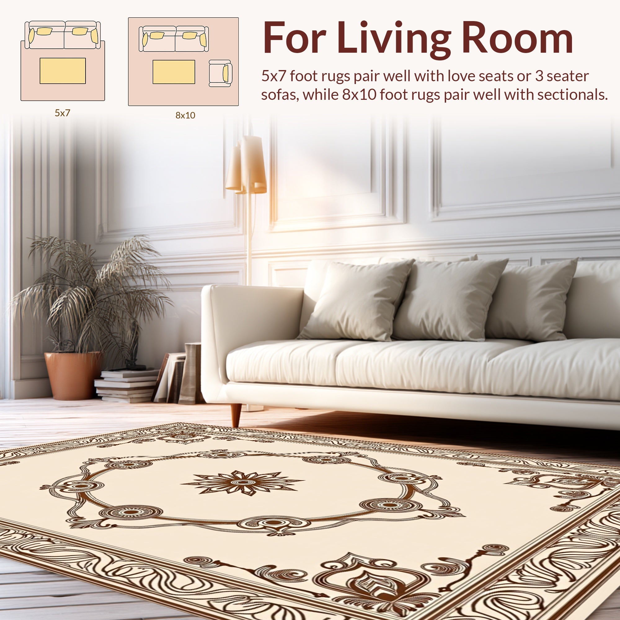 Traditional Brown Floral Medallion Rug