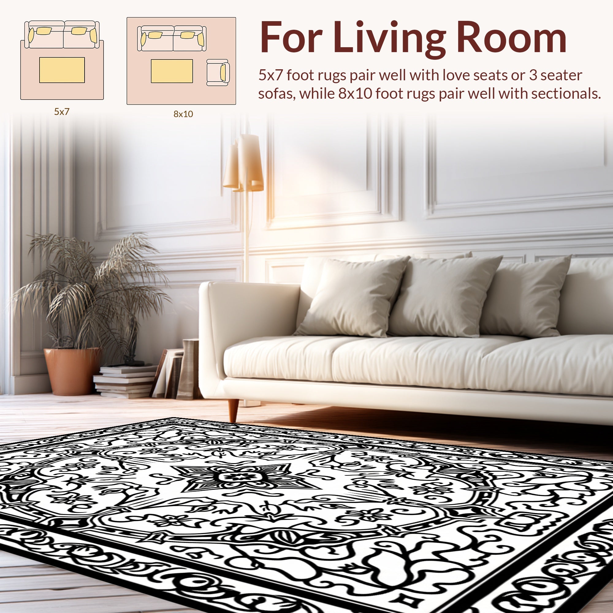 Intricate Floral Mandala Patterned Design Rug